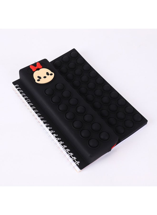 Multifunctional Pencil Case Notebook Stationery Case Suit Silicone Bubble Decompression A5 Loose-leaf Pencil Case Suit-Color:A5 Minnie (Black)  - Image 1