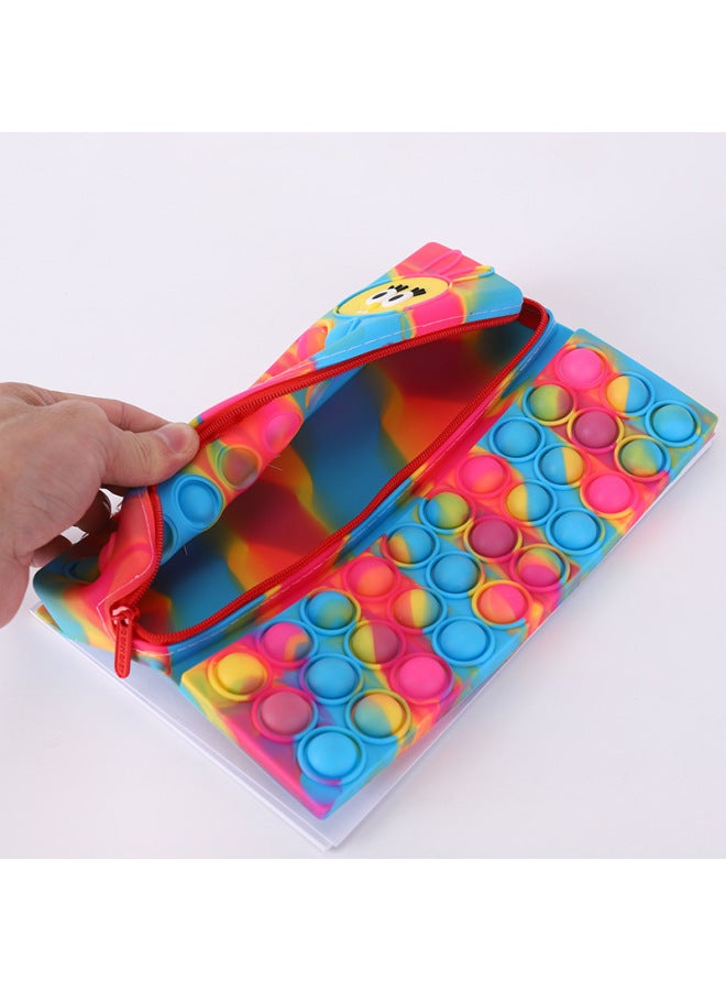 Multifunctional Pencil Case Notebook Stationery Case Suit Silicone Bubble Decompression A5 Loose-leaf Pencil Case Suit-Color:A5 Minnie (Black)  - Image 3