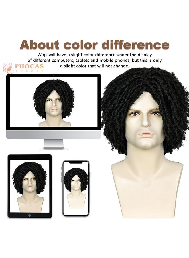 PHOCAS - Short Dreadlock Wig,Twist Wig Black Braids Synthetic Wig For Men - Image 1
