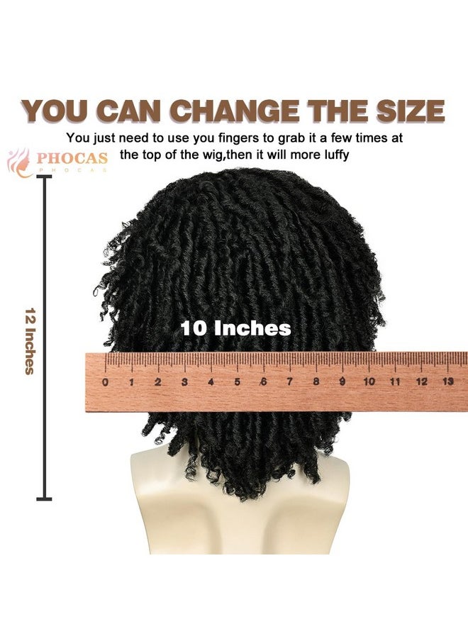 PHOCAS - Short Dreadlock Wig,Twist Wig Black Braids Synthetic Wig For Men - Image 1