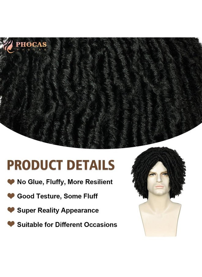 PHOCAS - Short Dreadlock Wig,Twist Wig Black Braids Synthetic Wig For Men - Image 1