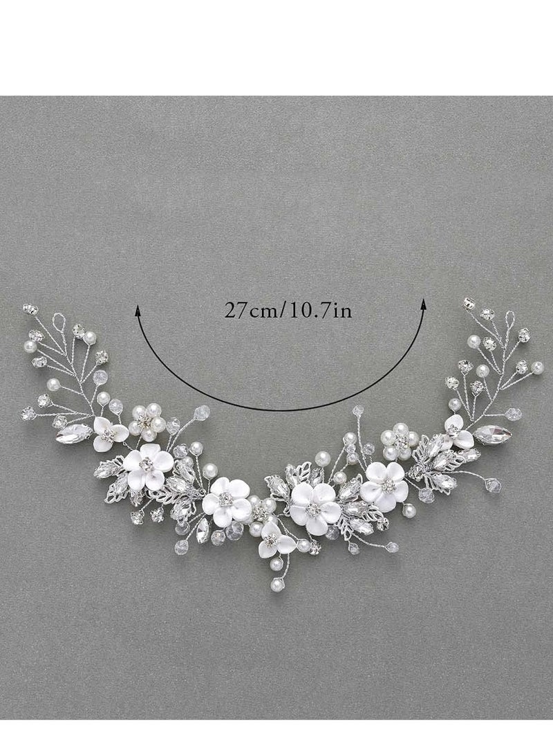 Oasisgalore Hair Accessories for Women Bridal wedding Flower, Hair Accessories for Baby Girl Women (A-Silver)  - Image 3