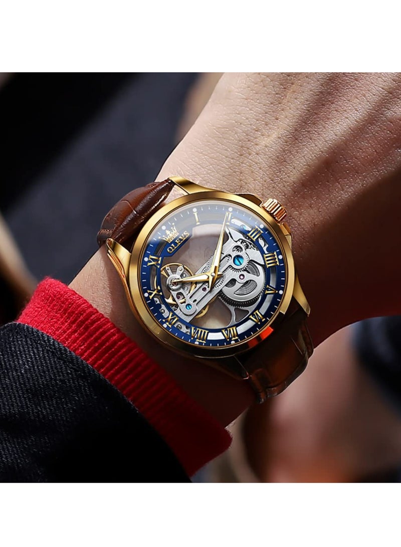 OLEVS Men's Skull Luxury Leather Waterproof Luminous Watch 6661 - Image 4