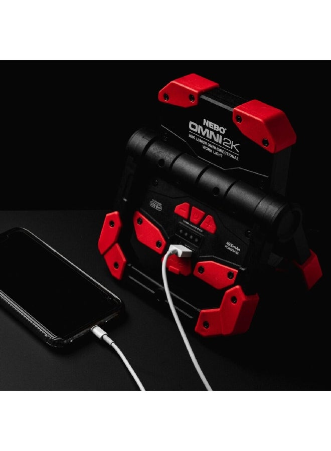 NEBO Sturdy Plastic Sleek Design Omni 2K Rechargeable Worklight Black and Red 12.7 x 5 x 16.5 cm 3999929 - Image 4