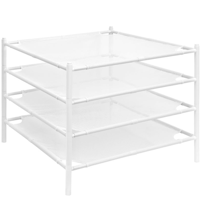 STORAGE MANIAC Sweater Drying Rack Mesh Clothes Drying Rack Stackable Laundry Drying Rack Lay Flat Dryer for Delicates Portable Dry Rack for Indoor or Outdoor White 4Pack