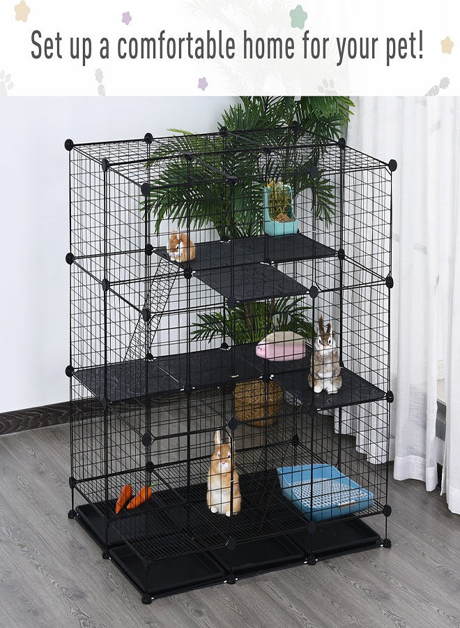 Rabbit Cage for Kitten, Chinchillas, & Small Animals with 6 Independent Trays, Black - Image 4