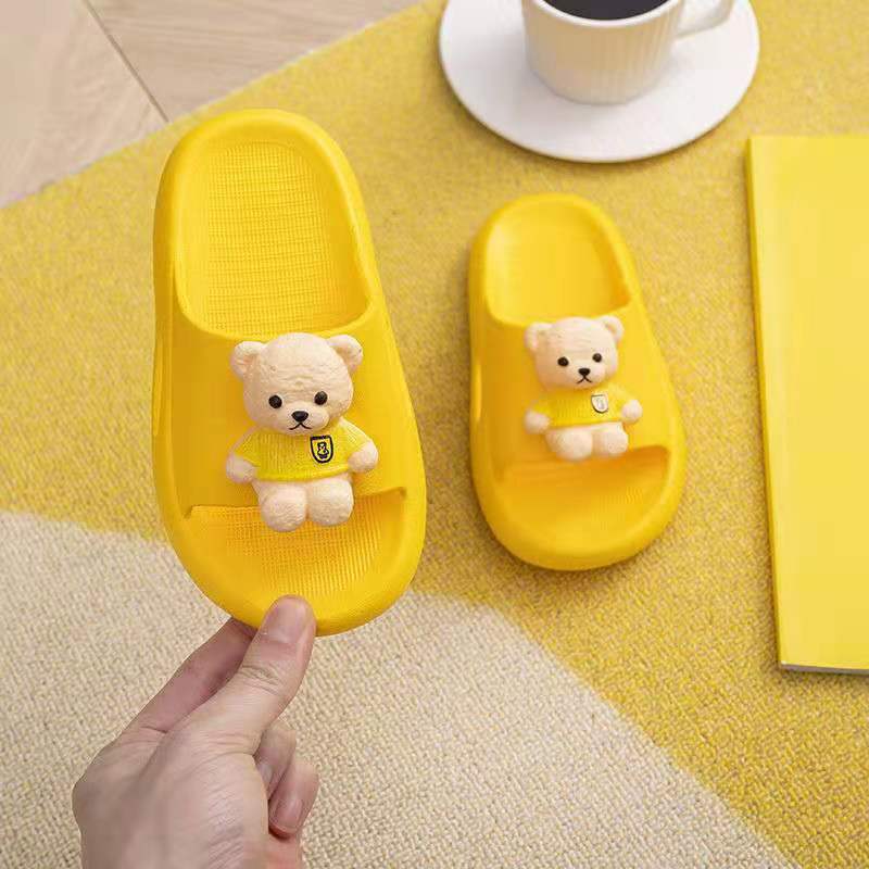 Kids Cute Anti-Slip Soft Summer Slippers bear yellow