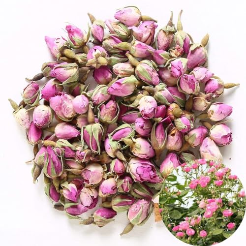 TooGet Fragrant Natural Pink Rose Buds Rose Petals Organic Dried Rosa Damascena Wholesale, Culinary Food Grade - 4 OZ - Image 1