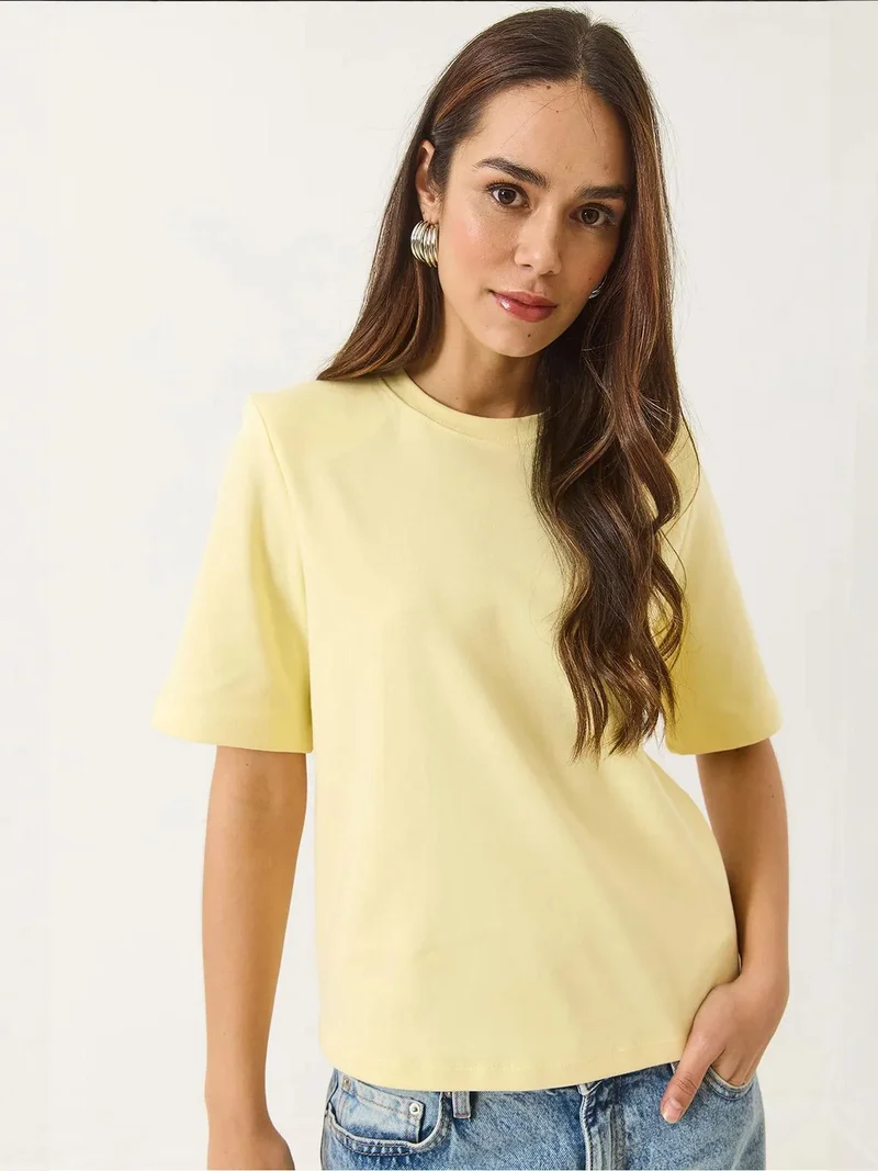 Bianco Lucci LUCCI Padded Crew Neck T-Shirt