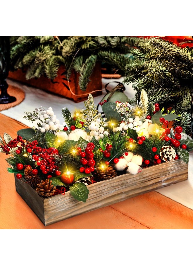 Leinuosen Leinuosen 30 PCS Christmas Table Centerpieces Decorations Christmas Assorted Artificial Floral Picks Berry Rattan Garland Pine Cone with LED Light Xmas Flower Arrangements for Xmas Winter Home Decor  - Image 4