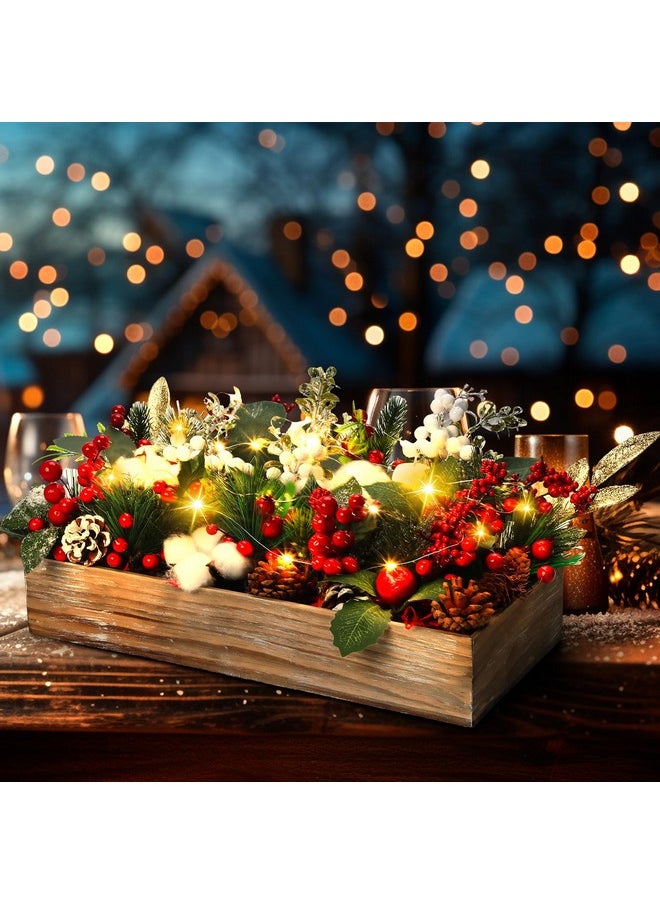Leinuosen Leinuosen 30 PCS Christmas Table Centerpieces Decorations Christmas Assorted Artificial Floral Picks Berry Rattan Garland Pine Cone with LED Light Xmas Flower Arrangements for Xmas Winter Home Decor  - Image 1