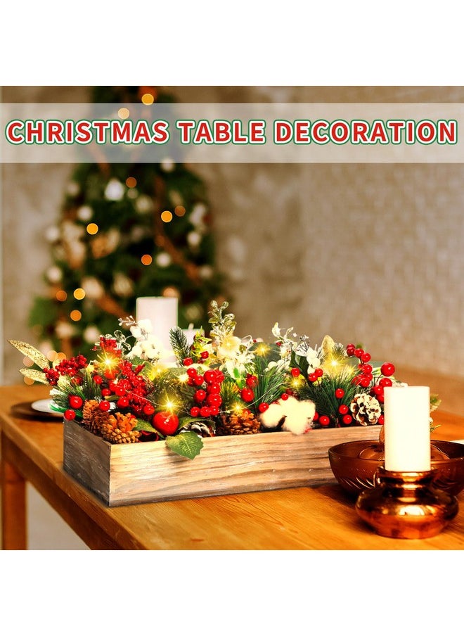 Leinuosen Leinuosen 30 PCS Christmas Table Centerpieces Decorations Christmas Assorted Artificial Floral Picks Berry Rattan Garland Pine Cone with LED Light Xmas Flower Arrangements for Xmas Winter Home Decor  - Image 2