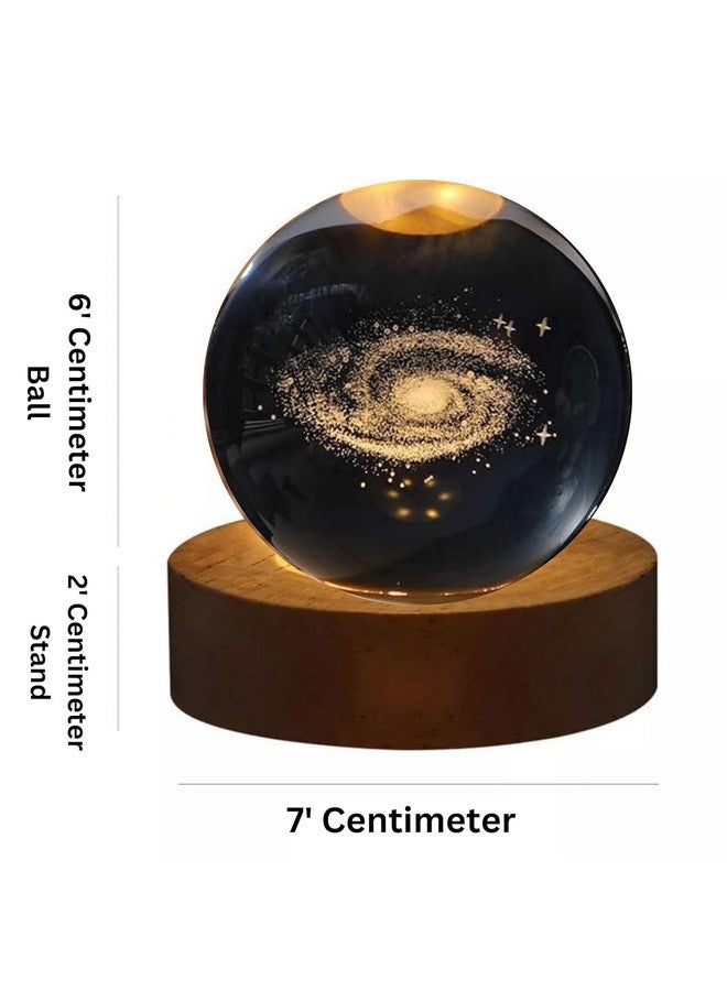 FLYNGO FLYNGO 3D Galaxy Crystal Ball Night Lamp, Creative Engraved Night Light for Kids Room, USB Table LED Lamp with Woodern Base, Light for Home Office Decoration Birthday Gift (Galaxy)  - Image 4