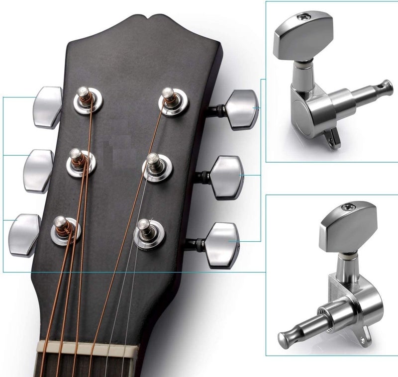 TechBlaze Guitar Tunning Keys 1 Left+1 Right Side Acoustic Guitar String Tuner Keys Zinc Alloy Semiclosed Machine Head Tuners for Electric and Acoustic Guitars - Image 2