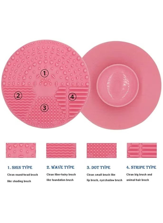 JUMEI 2-Pack Silicone Makeup Brush Cleaning Pads - Mint Green & Pink, Dual-Function Cleansing & Rinsing Design for Easy Brush Care - Image 2