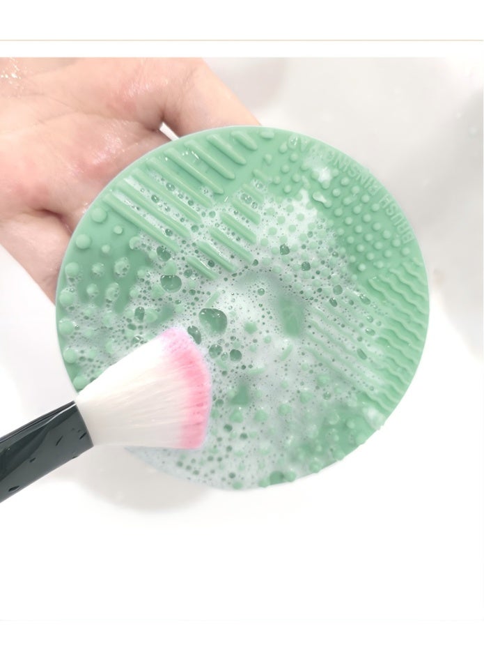 JUMEI 2-Pack Silicone Makeup Brush Cleaning Pads - Mint Green & Pink, Dual-Function Cleansing & Rinsing Design for Easy Brush Care - Image 4