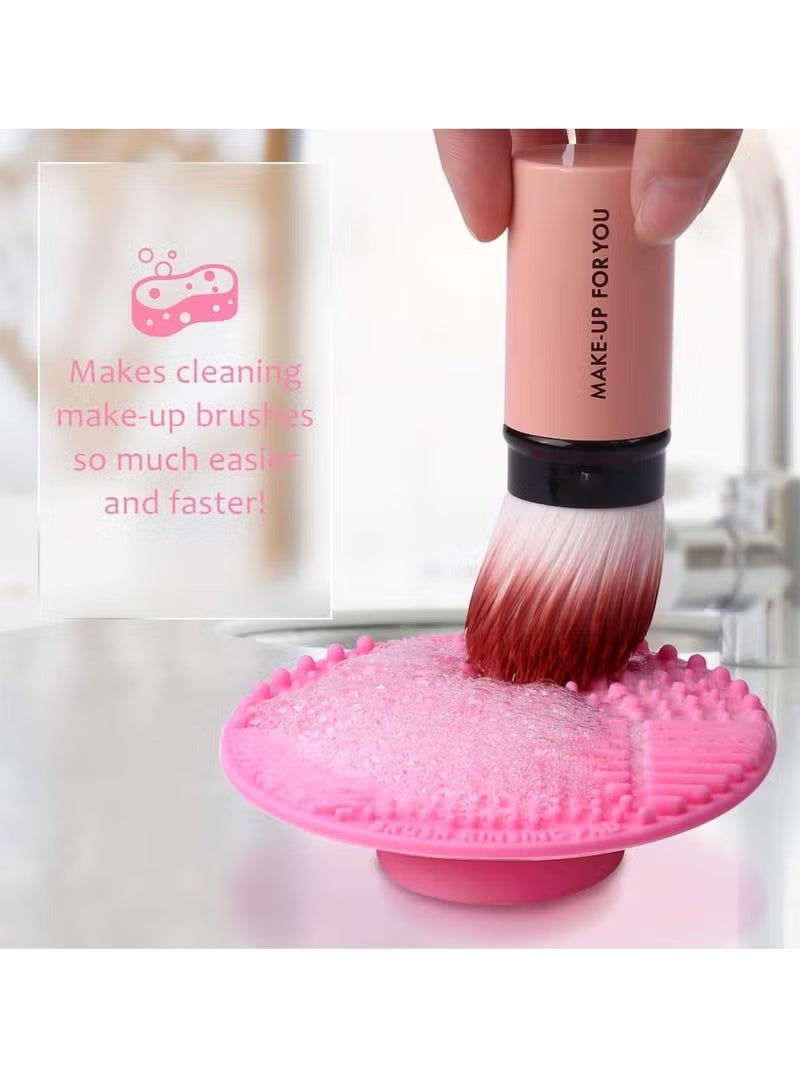 JUMEI 2-Pack Silicone Makeup Brush Cleaning Pads - Mint Green & Pink, Dual-Function Cleansing & Rinsing Design for Easy Brush Care - Image 5