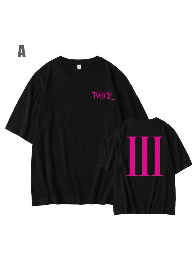 NIBEMINENT TWICE 4TH WORLD TOUR Ⅲ Concert with Loose Print Casual Short-sleeved Summer T-shirt Clothes  - Image 1