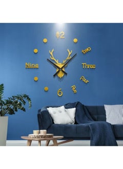 Dream Zone Large 3D Wall Clock Watch Clocks DIY Mirror Deer Head Stickers Art Deco Living Room Quartz Needle Europe horloge Home Decor 