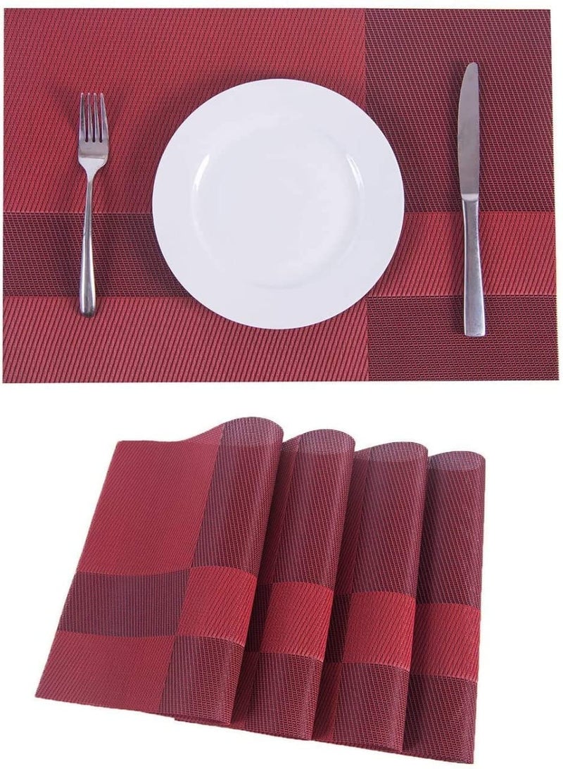 Aatamiy Aatamiy Colorful Set of 6 Placemats for Dining Table Place Mats Dining Tablemates Washable Heat Resistant Placemat for Kitchen Dining Table Home Decoration Placemat Red  - Image 1