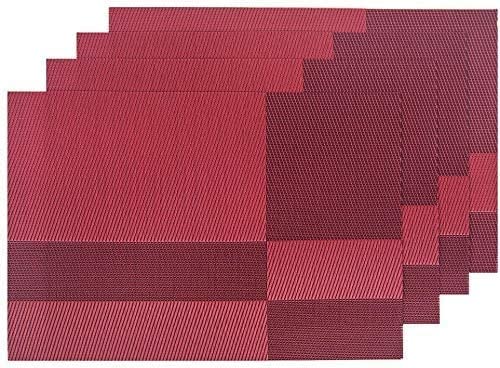 Aatamiy Aatamiy Colorful Set of 6 Placemats for Dining Table Place Mats Dining Tablemates Washable Heat Resistant Placemat for Kitchen Dining Table Home Decoration Placemat Red  - Image 4