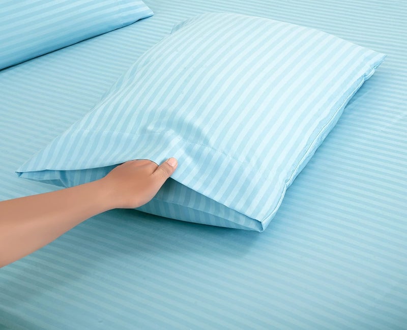 Bedding Zone Standard Pillowcase Set - Sky Blue - Image 2