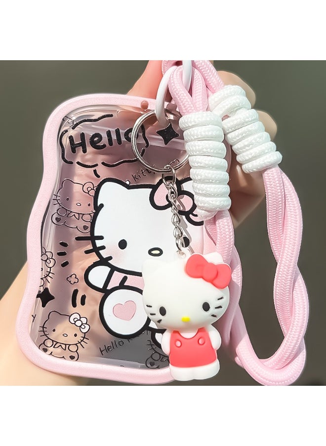 NIBEMINENT 1 - Piece Cute Katie Cat Kpop Photo Card Holder Pendant Key Chain ID Badge Holder ID Card Holder Photo Card Protector for School ID Office ID Access Card for Women Girls 