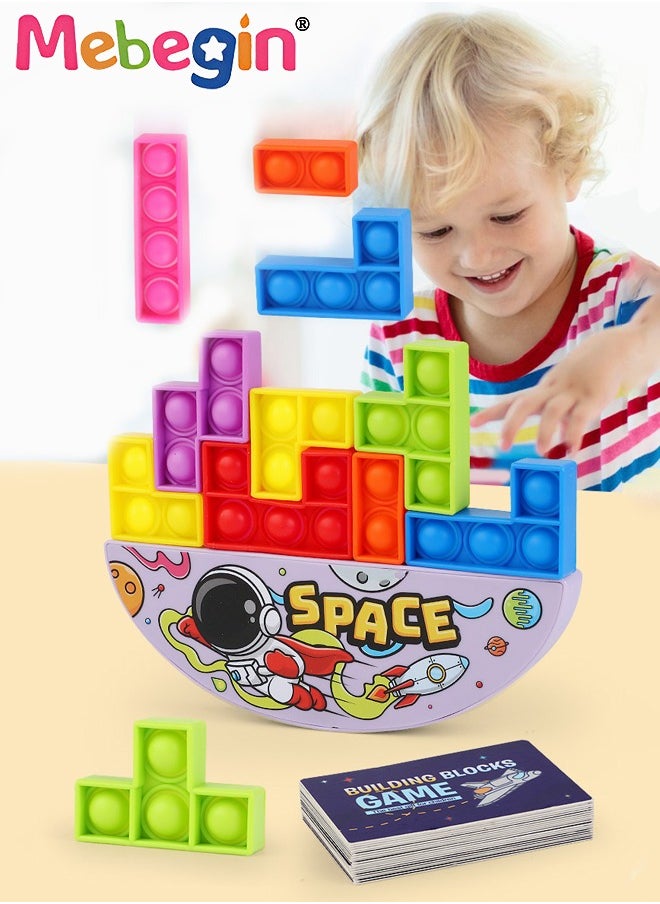 MEBEGIN - 27PCS Soft Building Block Set, Silicone Jigsaw Building Blocks Puzzle Game with Cards, Fun Sensory Toy, Educational Learning Puzzle and Intelligence Toys for Anxiety and Stress Relief, Ideal Gift for Kids Aged 3+ - Image 1