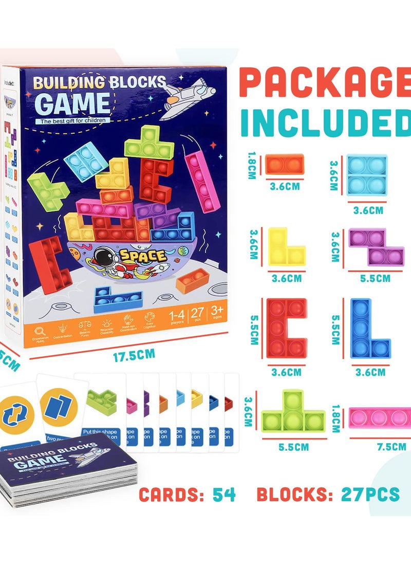 MEBEGIN - 27PCS Soft Building Block Set, Silicone Jigsaw Building Blocks Puzzle Game with Cards, Fun Sensory Toy, Educational Learning Puzzle and Intelligence Toys for Anxiety and Stress Relief, Ideal Gift for Kids Aged 3+ - Image 1