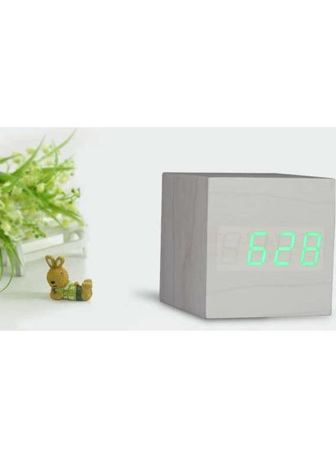 نيبمينينت ساعة خشبية بإضاءة LED بتصميم مبتكر أبيض 60x60x60مل - Image 2