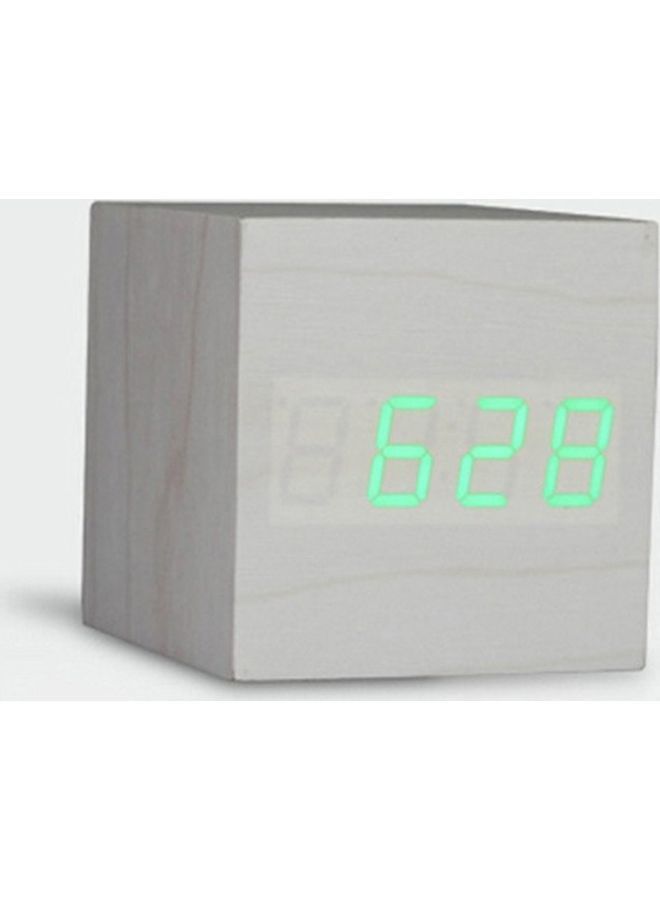 نيبمينينت ساعة خشبية بإضاءة LED بتصميم مبتكر أبيض 60x60x60مل - Image 1
