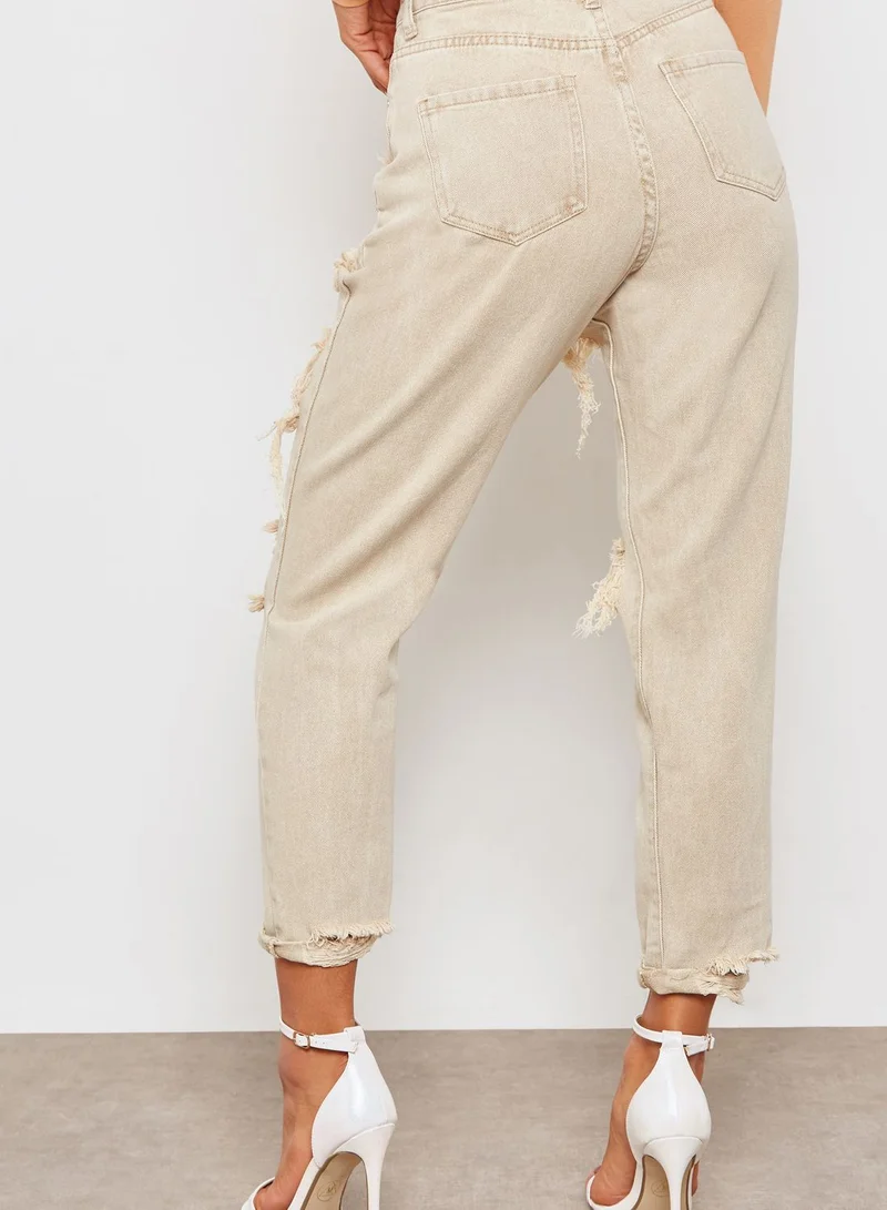 Missguided Riot High Rise Extreme Ripped Mom Jeans