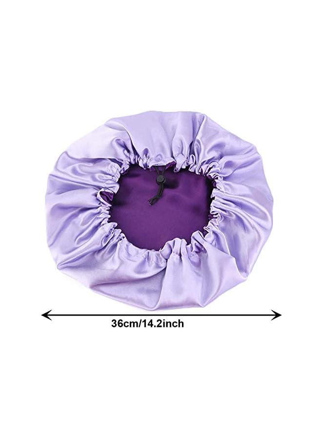 Zaboon 3 Pieces Satin Bonnet Adjustable Silk Bonnet Elastic Satin Sleep Hat Shower Caps Hair Bonnet For Women Curly Hair Nightcap 3 Colors - Image 2
