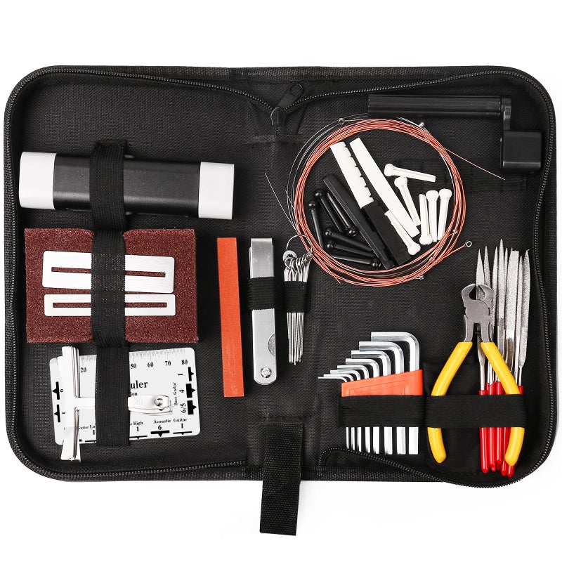 Anwenk 72PCS Guitar Tool Kit Repair Maintenance Accessories Guitar Parts Set with Carry Bag Guitar Care For Electric Acoustic Guitar Ukulele Bass Banjo - Image 3