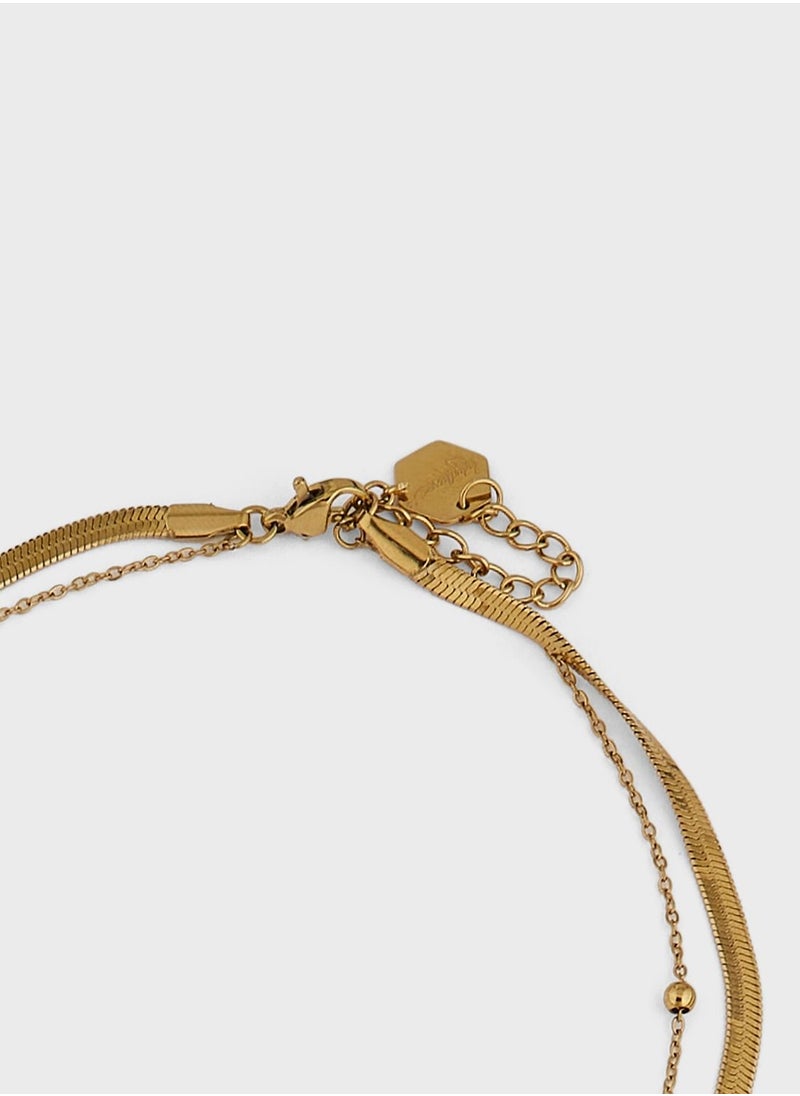 Lady Mauve LULU PEARL & HERRINGBONE DOUBLE NECKLACE  - Image 3
