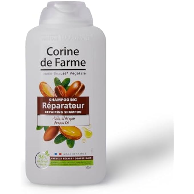 Corine de Farme - REPAIRING SHAMPOO WITH ARGAN OIL - DETANGLES, CLEANSES AND NOURISHES DRY HAIR WITH HAIR - CLEAN BEAUTY MADE IN FRANCE - 500ML - Image 1
