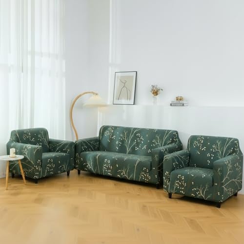 House of Quirk Printed Stretch Sofa Cover, Polyester Spandex Fabric, Big Elasticity Universal Fit – L-Shape (Botanical Green) - Image 2