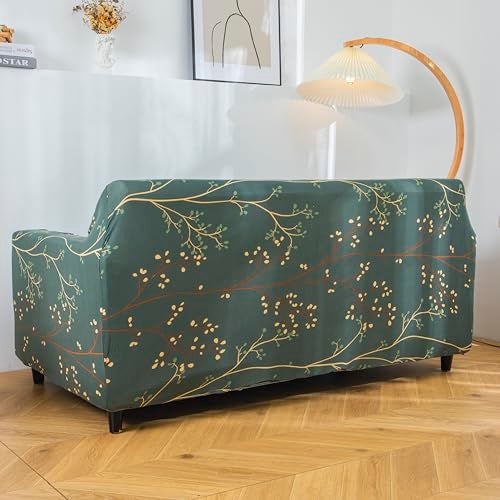House of Quirk Printed Stretch Sofa Cover, Polyester Spandex Fabric, Big Elasticity Universal Fit – L-Shape (Botanical Green) - Image 5