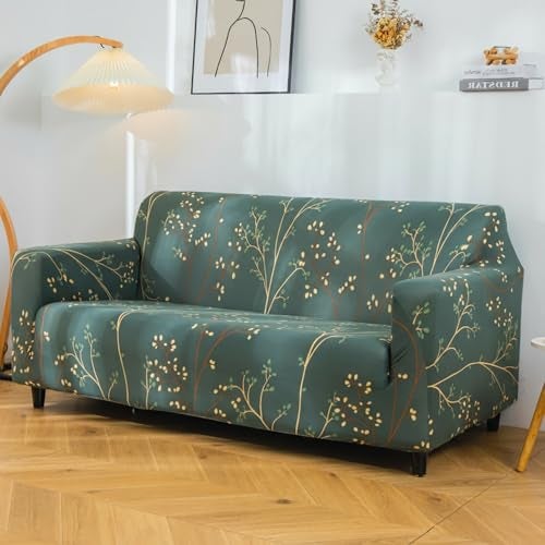 House of Quirk Printed Stretch Sofa Cover, Polyester Spandex Fabric, Big Elasticity Universal Fit – L-Shape (Botanical Green) - Image 3