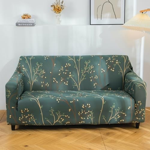 House of Quirk Printed Stretch Sofa Cover, Polyester Spandex Fabric, Big Elasticity Universal Fit – L-Shape (Botanical Green) - Image 4