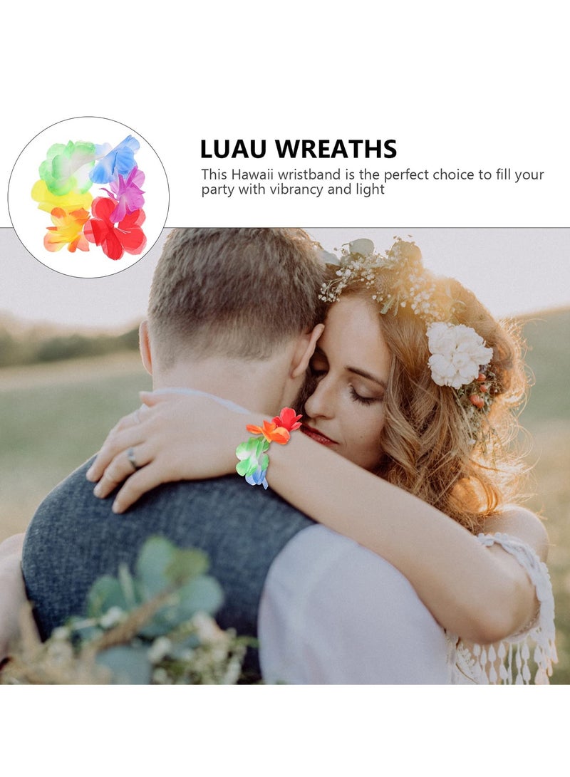 Zikra Tropical Floral Hawaiian Wreath Bracelets - 10 Pairs of Colorful Wristbands for Summer Beach Vacations, Pool Parties, and Festive Carnival Dance Performances. Perfect Decorative Props! - Image 2