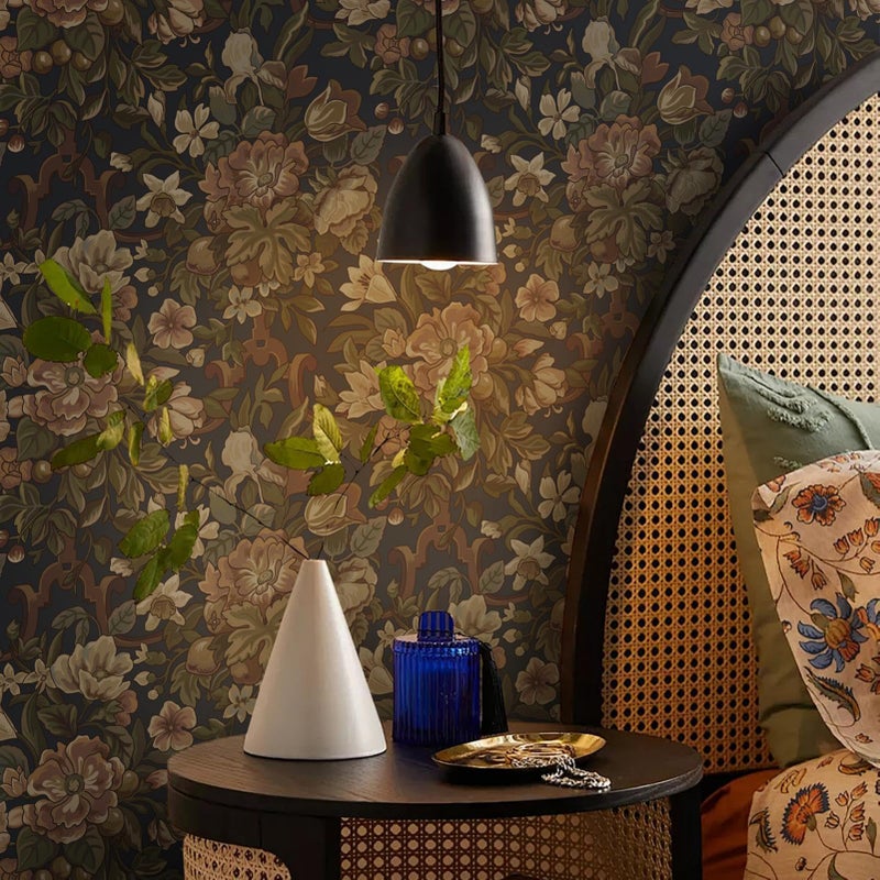 Dimoon Vintage Wallpaper Peel and Stick Dark Blue Floral Wallpaper 16.1"x787" Flower Leaf Contact Paper for Bedroom Thicken Waterproof Self Adhesive Wall Paper Removable Shelf Liner Vinyl Roll - Image 2