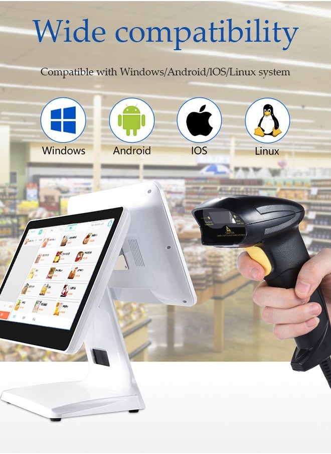 2D Barcode Scanner,Handheld Wired 1D QR 8200L Data Matrix Bar Code Scanner with USB Cable for Mobile Payment, Convenience Store, Supermarket, Warehouse