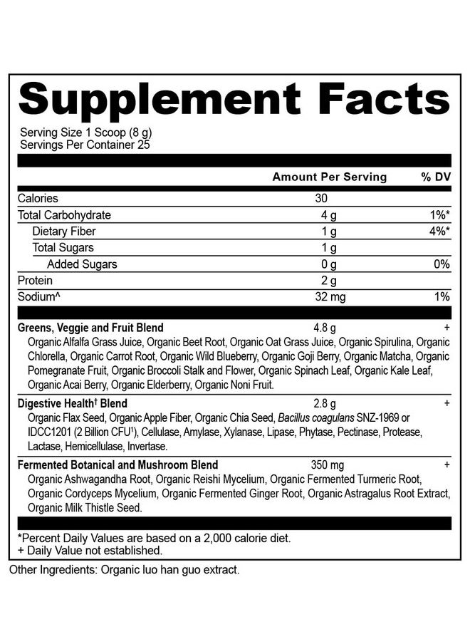 Ancient Nutrition - Super Greens Powder by Ancient Nutrition, Organic Superfood Powder with Probiotics Made with Spirulina, Chlorella, Matcha, and Digestive Enzymes, 25 Servings, 7.5oz - Image 1