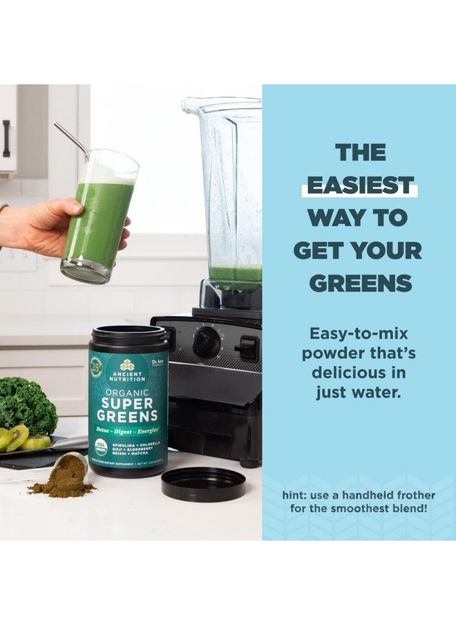 Ancient Nutrition - Super Greens Powder by Ancient Nutrition, Organic Superfood Powder with Probiotics Made with Spirulina, Chlorella, Matcha, and Digestive Enzymes, 25 Servings, 7.5oz - Image 1