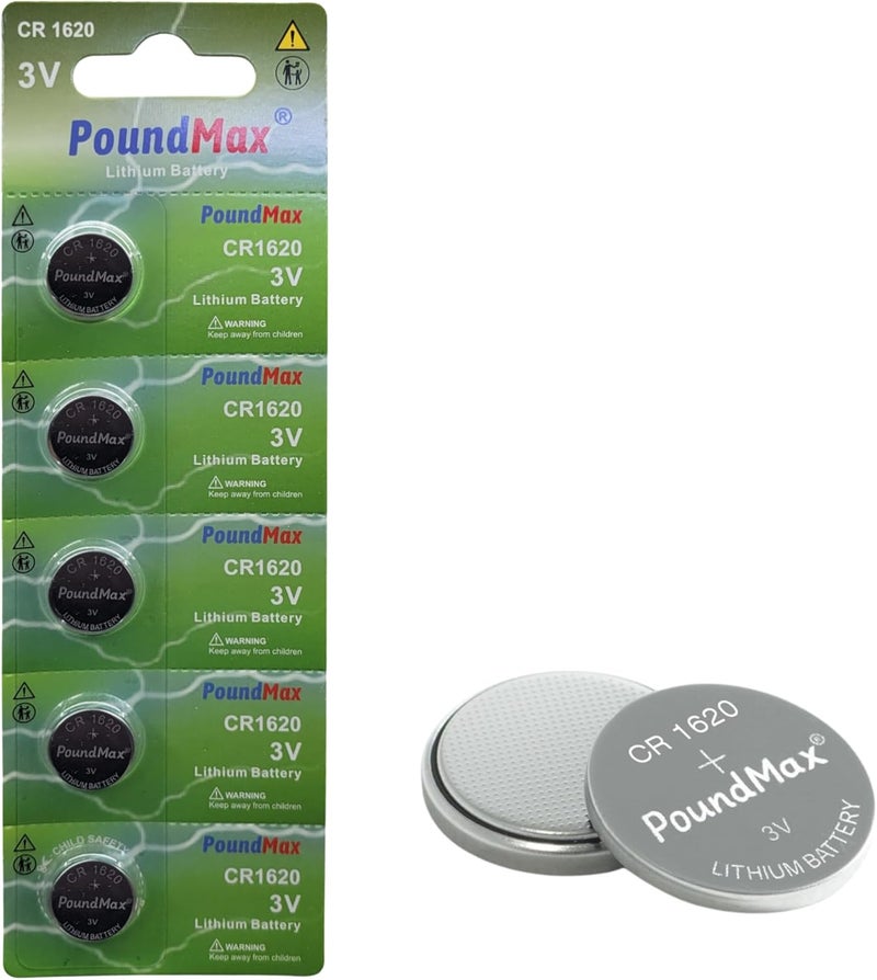 PoundMax 5 x CR1620 3V Lithium Coin Cell Batteries - Image 1