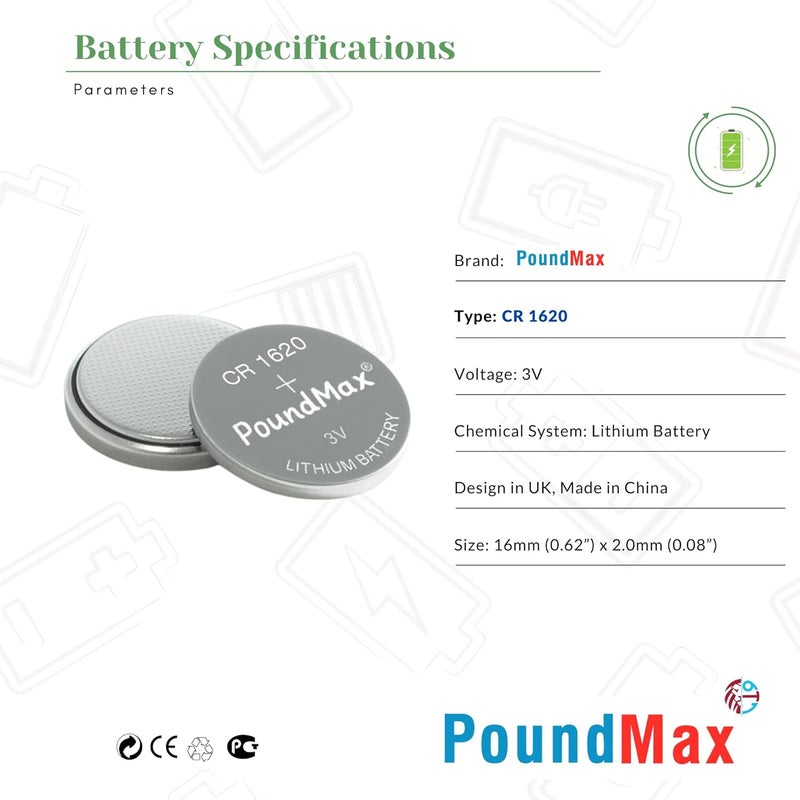 PoundMax 5 x CR1620 3V Lithium Coin Cell Batteries - Image 5