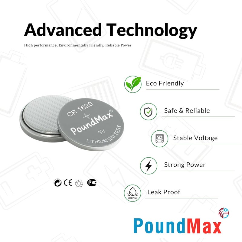 PoundMax 5 x CR1620 3V Lithium Coin Cell Batteries - Image 3