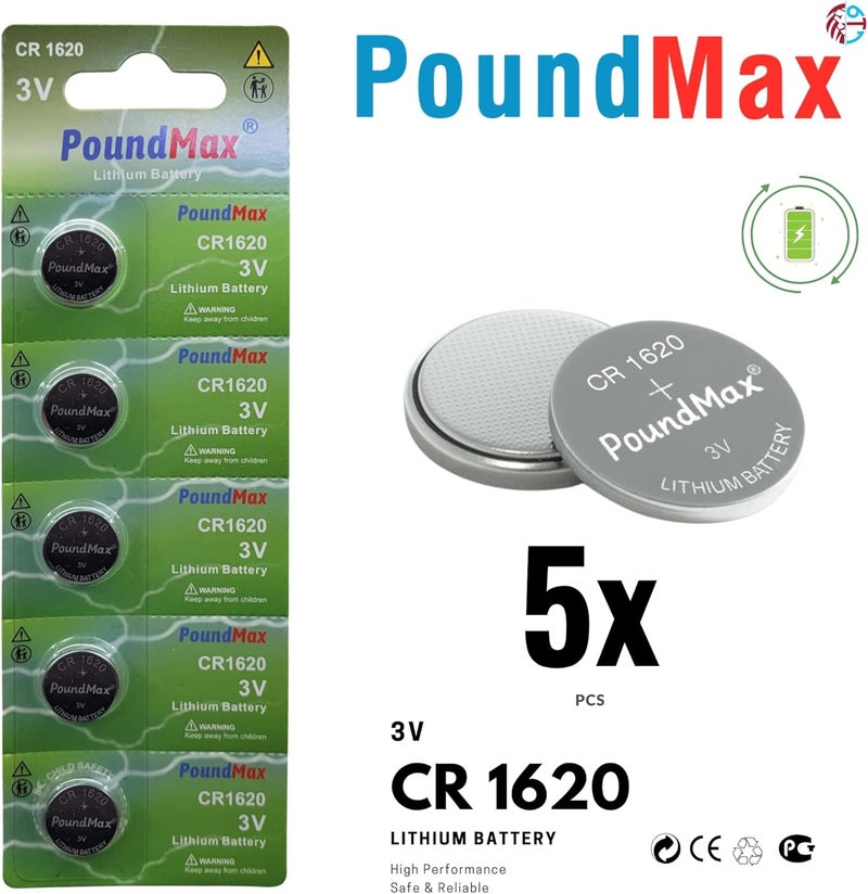 PoundMax 5 x CR1620 3V Lithium Coin Cell Batteries - Image 2