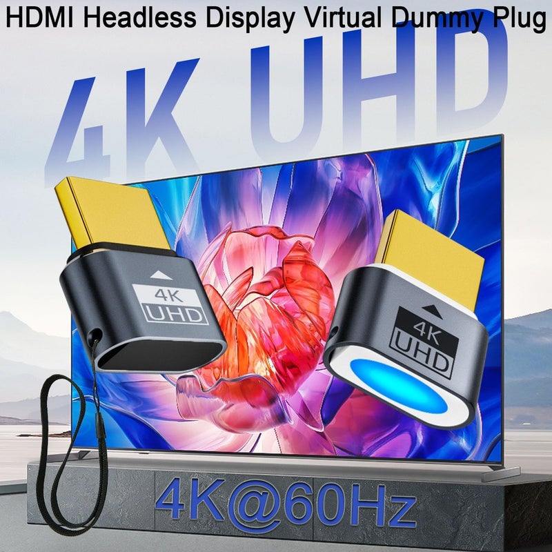 قابس عرض افتراضي بدون راس بدقة 4K HDMI من تيريفي يدعم حتى 1080P 2K 4K@60Hz UHD EDID مع ضوء LED للكمبيوتر عن بعد وانظمة الالعاب [قطعتين] - Image 2